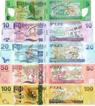 Набір 5 банкнот 5, 10, 20, 50, 100 доларів Фіджі 2013 - 2022 рік UNC