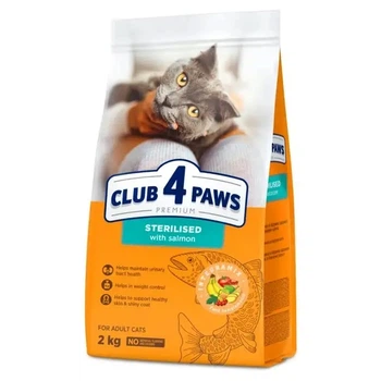 Сухий корм для кішок CLUB 4 PAWS Клуб 4 лапи Premium Sterilised для стерилізованих з лососем 2 кг.