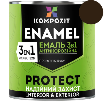 Емаль антикорозійна 3 в 1 Kompozit PROTECT коричневий 0,75 кг