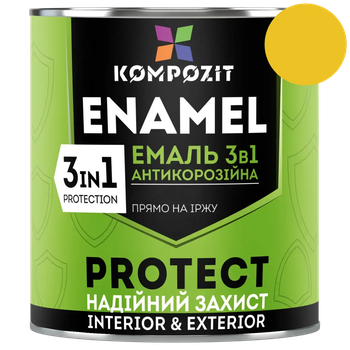Эмаль антикоррозийная 3 в 1 Kompozit PROTECT жёлтый 2,7 кг
