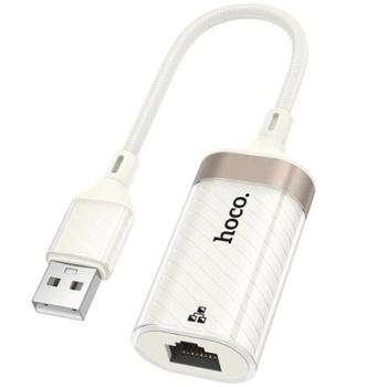 Перехідник HOCO UA41 USB - RJ45 (білий apricot)