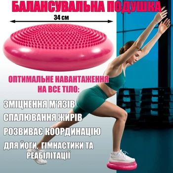 Балансировочная подушка (диск) массажная для йоги и фитнеса (массажер для ногстоптела) OSPORT (OF-0058) Розовый