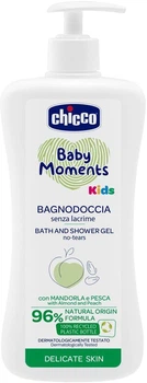 Гель для душу дитячий Chicco Baby Moments Kids с экстрактом миндаля и персика 500 мл (10247.00)