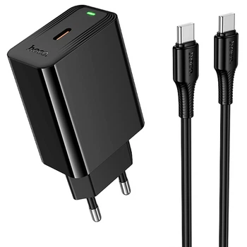Сетевое зарядное устройство HOCO CS93A Leader PD20W (1USB-C) + кабель Type-C to Type-C (Black) (243598)