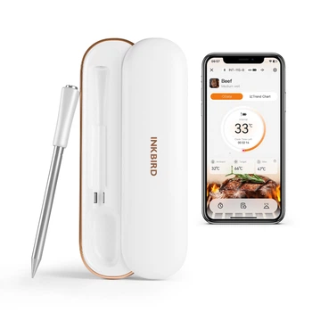 BBQ термометр Inkbird INT-11S-B цифровий із Bluetooth 5.4 бездротовий із 5 сенсорами в щупі, захист IP67, вбудований магніт, USB Type-C, білий