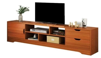 Стенка в гостиную под TV STL-MD 81 Г30/Ш140/В41 минималистичная с выдвижными ящиками, полками, из ЛДСП, коричневая