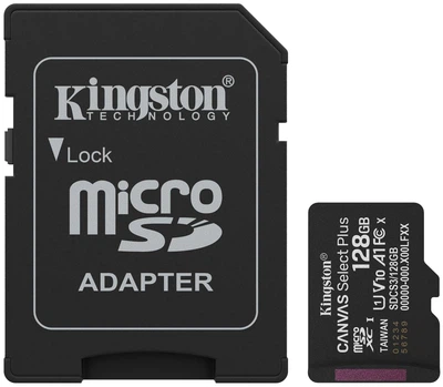 Карта пам'яті microSD 128GB C10 UHS-I A1 V10 R150MB/s + SD Kingston (2000003207275)