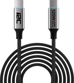 Универсальный кабель быстрой зарядки i2C Tu2 120W (Xiaomi, Oppo VOOC, Vivo) TypeC-TypeC 1.8m Black (43368)