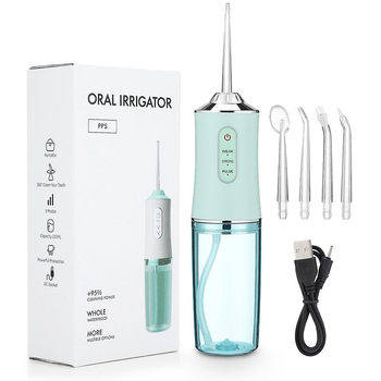 Ірригатор для порожнини рота ORAL IRRIGATOR 3 режими з насадками зелений
