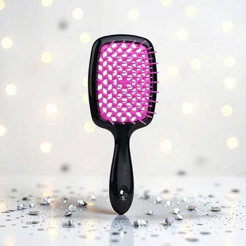 Расческа-щетка SUPERBRUSH AVADONA для распутывания волос, черная с розовый
