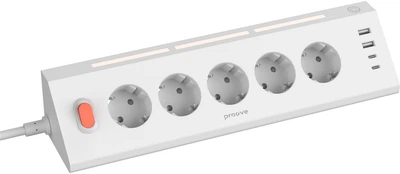 Мережевий фільтр Proove Prism Socket 5 розеток 2xUSB-C 2xUSB-A 1.6 м White (622370003)