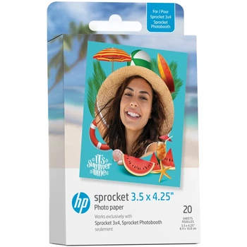 Фотопапір HP Sprocket Zink 3.5'“x4.25”' глянцевий самоклеючий 20 аркушів (HPIZ3X420)