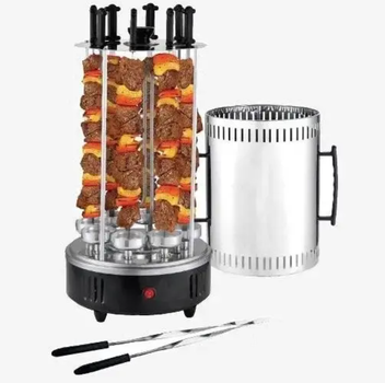 Електрошашличниця Domotec BBQ для дому на 6 шампурів (чорна)
