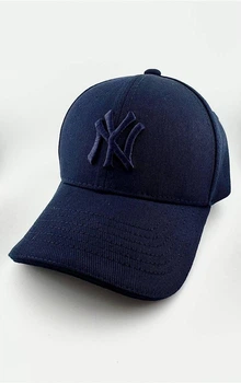 Бейсболка фулка STRETCH COTTON на резинке с вышивкой NY темно-синего цвета M (57-58 см)