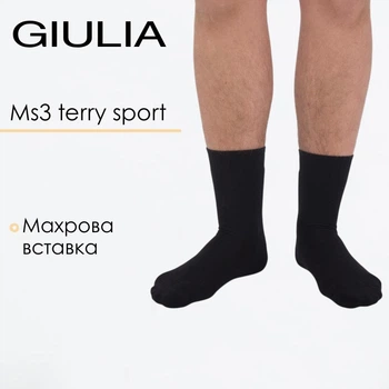 Мужские высокие спортивные носки Giulia MS3 TERRY SPORT 006 39/42 Black, всесезонные для спорта Джулия