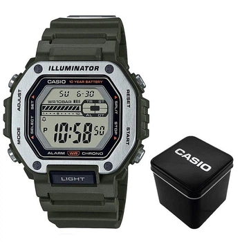 Мужские часы Casio MWD-110H-3A Серебристые/ Зеленые ( AT1141-0419 )