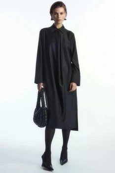 Сукня COS deconstructed wool midi shirt dress 1221884001 34 Синій