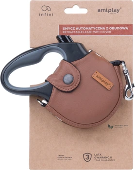 Smycz automatyczna dla psów Amiplay Infini z obudową New York S 300 cm Brązowa (5907563271814)