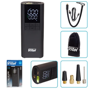 Портативний компресор акумуляторний Vitol 3в1 7.4V 29.6wh 8000mAh РК-дисплеєм (K-35)