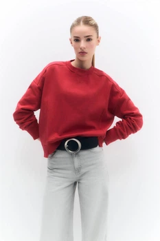 Світшот на флісі Pull & Bear червоний JXINW642 XS