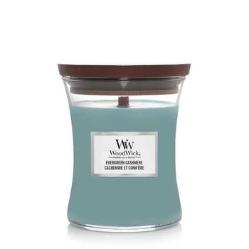 Свеча с ароматами сосны, свежего воздуха и кашемира Woodwick Medium Evergreen Cashmere 275 г