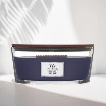 Ароматическая свеча с нотами дерева хиноки, сливы и георгины Woodwick Ellipse Hinoki Dahlia 453 g