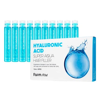 Набір зволожуючих філерів для волосся FarmStay Hyaluronic Acid Super Aqua Hair Filler 10 шт × 13 мл (8809615881439)