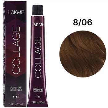 Стійка фарба для волосся Lakme Collage Creme Hair Color 8/06 Світлий блондин натурально-теплий 60 мл