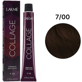 Устойчивая краска для волос Lakme Collage Creme Hair Color 7/00 Средний натуральный блондин 60 мл