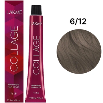 Стійка фарба для волосся Lakme Collage Creme Hair Color 6/12 Темний блондин попелясто-фіолетовий 60 мл