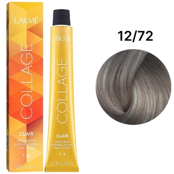Устойчивая краска для волос Lakme Collage Creme Hair Color 12/72 Суперосвещающий светло-белокурый сине-фиолетовый 60 мл