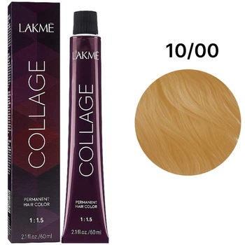 Устойчивая краска для волос Lakme Collage Creme Hair Color 10/00 Платиновый натуральный блондин 60 мл