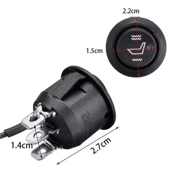 Кнопка (клавиша) подогрева сидений автомобиля on-off-on 12V круглый 3pin 10A 12V (KCD1)