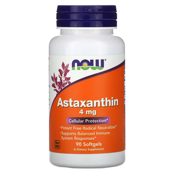 Астаксантин Astaxanthin NOW Foods 4 мг 90 капсул Антиоксидант здоров'я очей та мозку (733739023056)