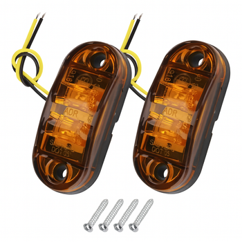 Прямоугольные светодиодные габаритные огни LED 6 диодов 12–24V желтого свечения 65×28 мм