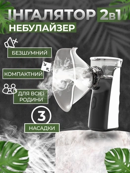 Ингалятор для детей и взрослых ультразвуковой Nebulizer портативный бесшумный мини Небулайзер насадка и батарейки PAVLYSH I9