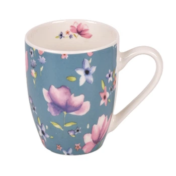 Чашка с цветочным рисунком Flowers R35779 360 мл керамика Голубой