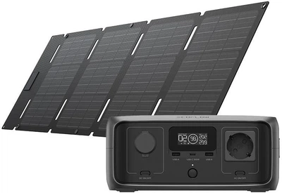 Stacja zasilania EcoFlow RIVER 3 UPS + panel słoneczny 45 W / 300 W / 245 Wh / LiFePO4 (EF-PR705-UPS-B-45W-EU)