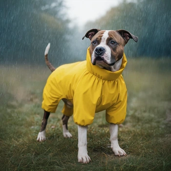 Дождевик для собак крупных пород WAUDOG Clothes желтый водонепроницаемый защитный с PU покрытием демисезонный размер L50 (19908)