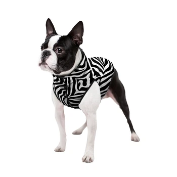 Курточка для собак средних пород WAUDOG Clothes принт Зебра размер S40 длина 37-40 см обхват груди 52-55 см стильная теплая полиэстер черно-белая защита от ветра 406-0055