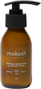Лосьйон для тіла рук і обличчя Mokosh SPF 30 PA+++ зволожувально-заспокійливий 90 мл (5902729037532)