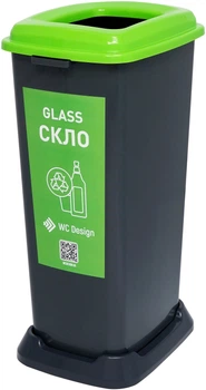 Корзина для сортування сміття 70 л. (СКЛО), сірий пластик із зеленою кришкою RBG70