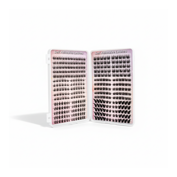 Самоклеящиеся накладные ресницы-пучки Self Adhesive Lashes, 360 шт., изгиб 30D, пучковые ресницы, чёрные