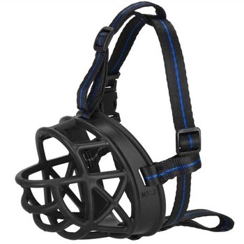 Намордник для собак Springos XXL фізіологічний з регульованими ремінцями Чорно-синій (5907719480510)