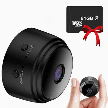 Беспроводная мини камера A9 с WiFi 360 градусов цветная CMOS внутренняя с картой памяти 64GB черный