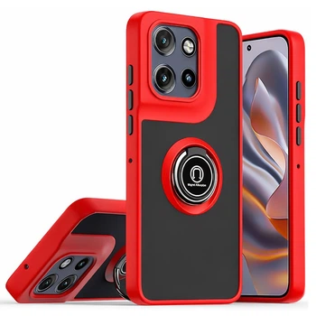Чехол TPU Color Matte Ring для Motorola Moto G86 с кольцом - подставкой red