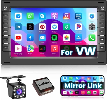 Автомагнітола Hikity Car Radio for VW T5 Golf 4 Bora Polo MK5 Passat B5 Jetta Peugeot 307 / 7'' / USB / WI-FI / GPS / Bluetooth / Black Б/В