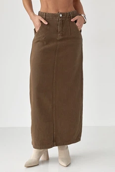 Котоновая длинная юбка с разрезом Lurex Коричневый XL (1957)