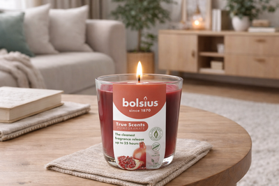 Свеча Bolsius True Scents 25 часов в стекле 80/73 мм Гранат (8717847188540)