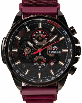 Мужские часы Forsining Finance Wine Red 2 ремешка